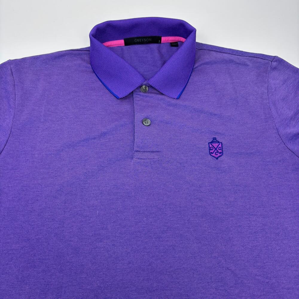 Greyson Mens Small Purple Short Sleeve‎ Cotton Blend Golf Polo Shirt